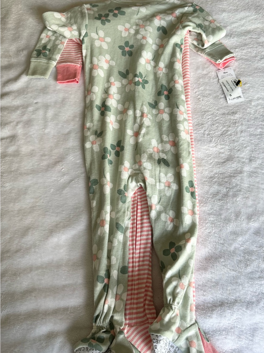Carter's Floral Stretch Footed One-Piece - Sage Green & Pink